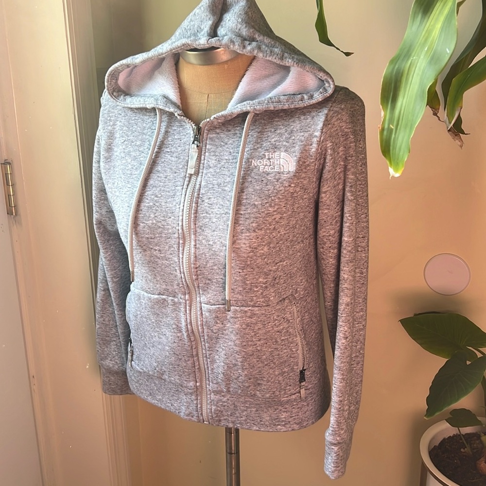 The North Face Gray Hoodie Full Zip. Osito material inside.
